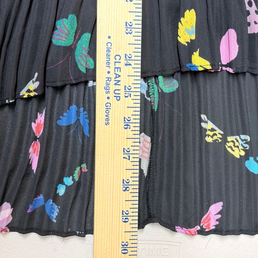 Cable Gauge Black Butterfly Pleated High Low Blouse XL Whimsigoth Fairy Goth - Picture 5 of 7
